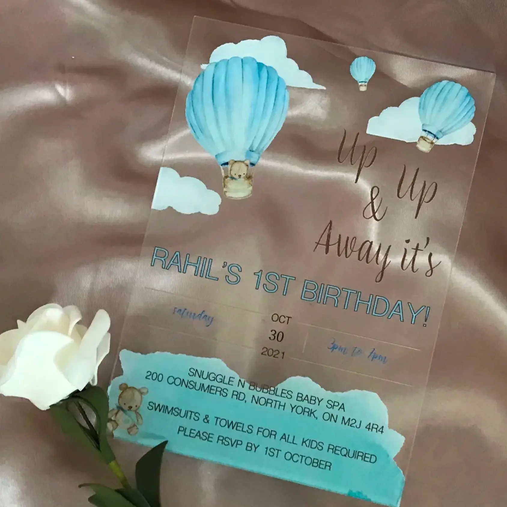 

10pcs Custom Transparent Acrylic Quinceanera Invitation Baptism Invite for Party Decorated Gift Favor