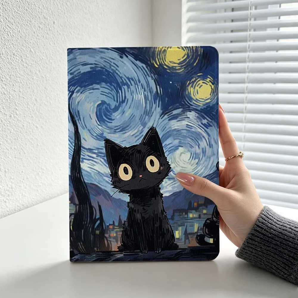 Van Gogh-Style Art Cartoon Cat Cover For Lenovo Xiaoxin Lenovo Tab Pad Pro Plus K11 P12 M10 Legion Y900 Soft Inch Tablet Case
