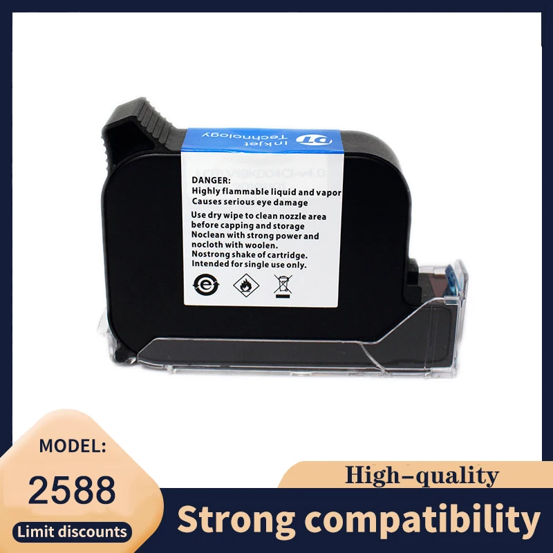 Vliaxh 2588 2588+ 2588 42ML Black Printer Ink Cartridge Quick-drying 12.7mm Print Height Universal for Handheld Inkjet Printer