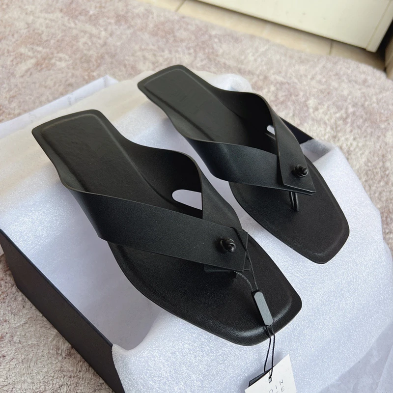 Dave&Di French Shoes Women's Office Ladies Fashionable Elegant Leather Slippers Casual Flip Flops For Summer