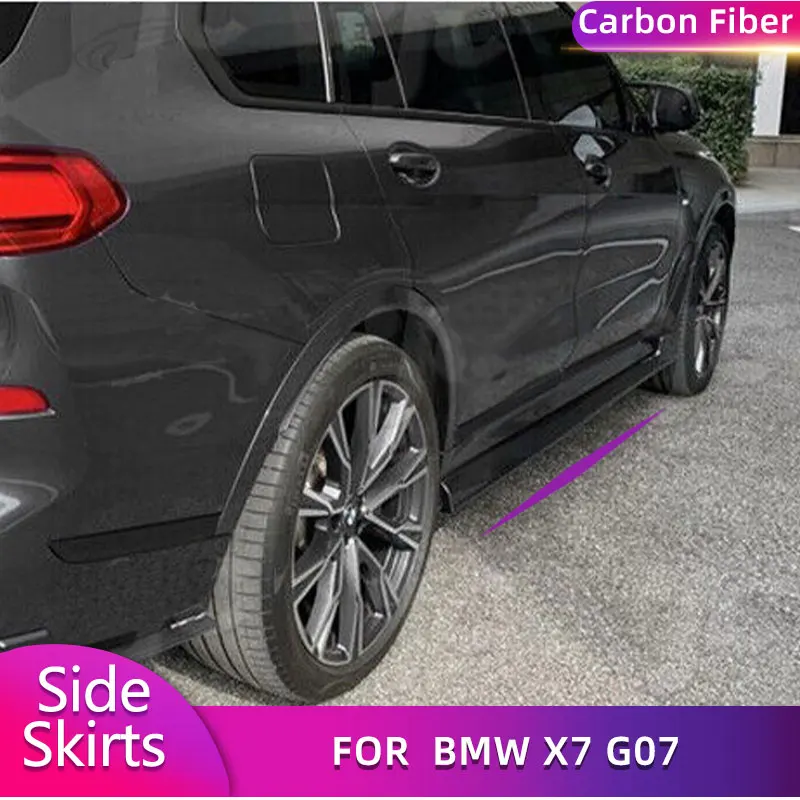 Carbon Fiber Car Side Skirts Extension for BMW X7 G07 Sport Utility 4-Door 2019-2023 Auto Side Door Bumper Lip Apron Bodykit FRP