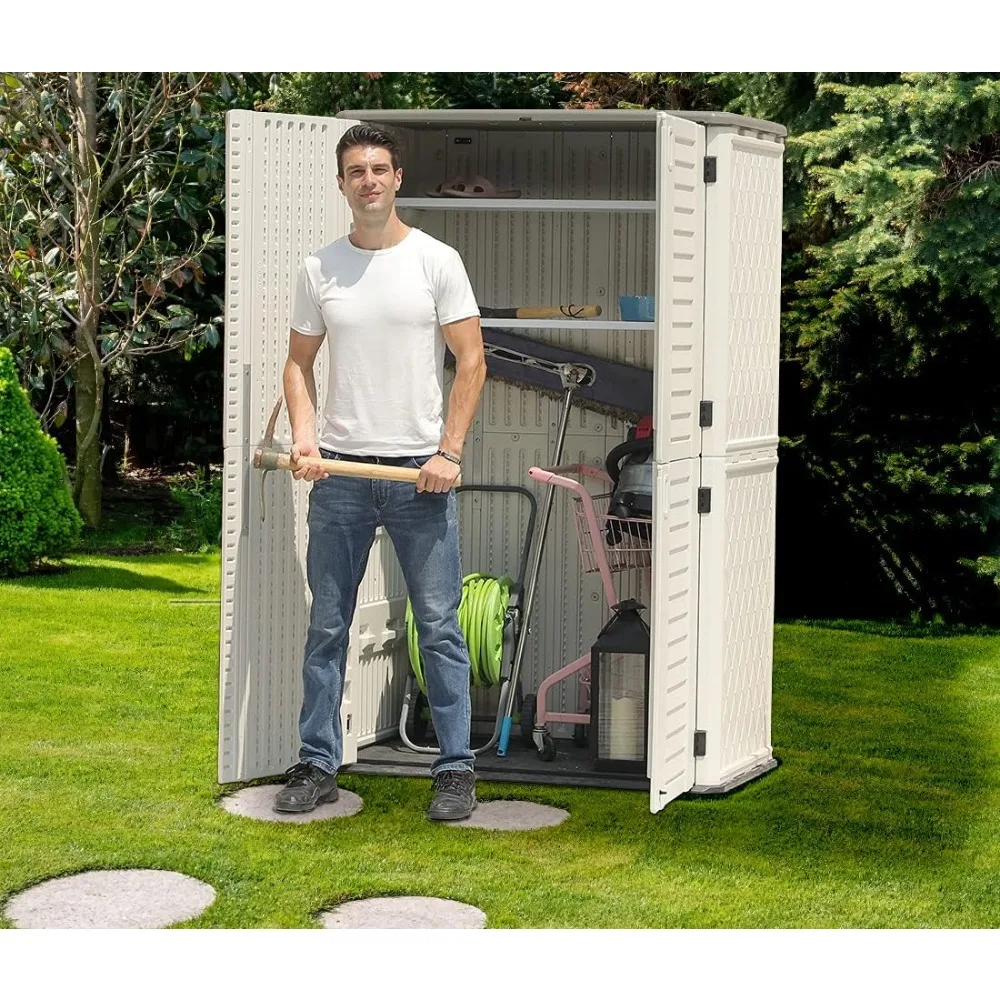 Imagem -06 - Armário de Armazenamento ao ar Livre Vertical Storage Shed Perfeito para Armazenar Móveis do Pátio Garden Tools Acessórios Lawn Mower Shelds