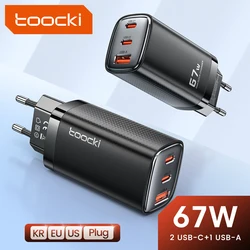 Toocki 67W GaN USB Charger for Laptop Dual Type C and USB PD3.0 QC4.0 High-Speed Charging Charger for iPhone 15 Pad Pro Xiaomi12