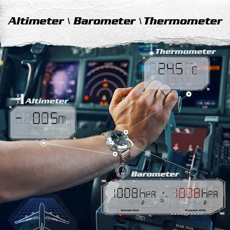 Reloj deportivo Digital Able NORTH EDGE para hombre, banda de acero resistente al agua, 50M, altímetro, barómetro, brújula, reloj de pulsera militar