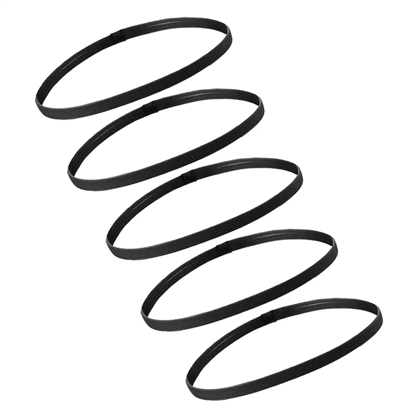 Diadema de entrenamiento elástica antideslizante de 5 piezas, banda para el sudor colorida, deporte para correr para mujeres, hombres, negro