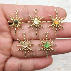 10pcs Sun Charm for Jewelry Making Enamel Necklace Phone Earring Keychain Pendant Diy Accessories Alloy Metal Gold Plated