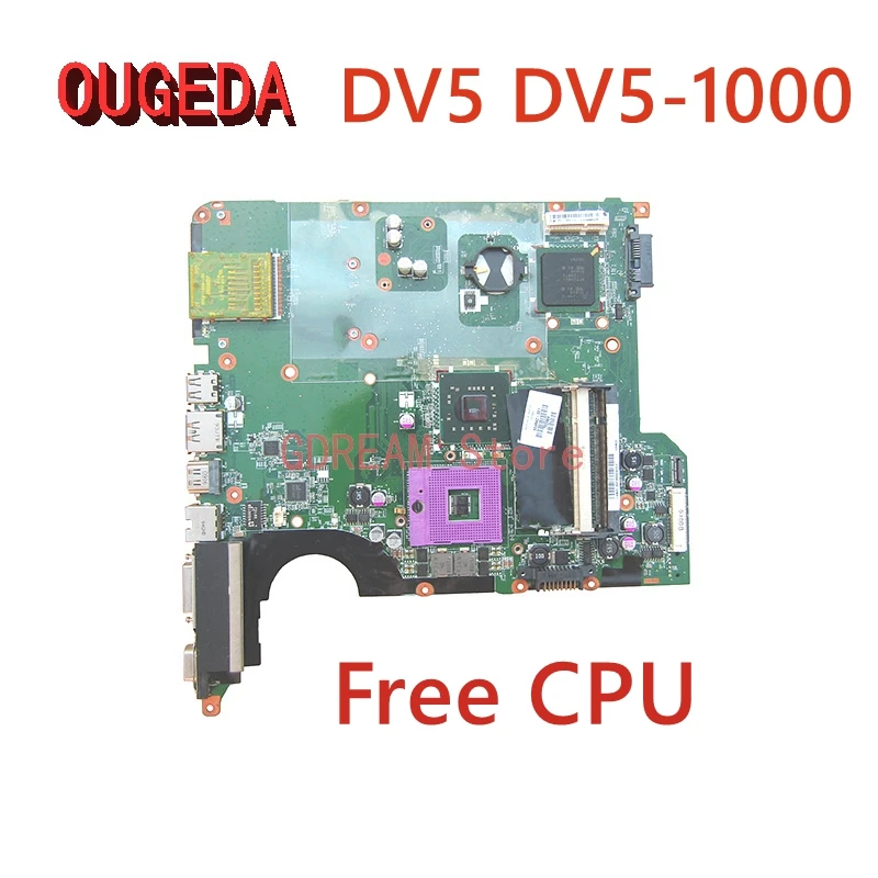 

OUGEDA 504642-001 482868-001 DAOT6MB6G0 For HP Pavilion DV5 DV5-1000 Laptop Motherboard GM45 DDR2 mainboard Free CPU Full tested