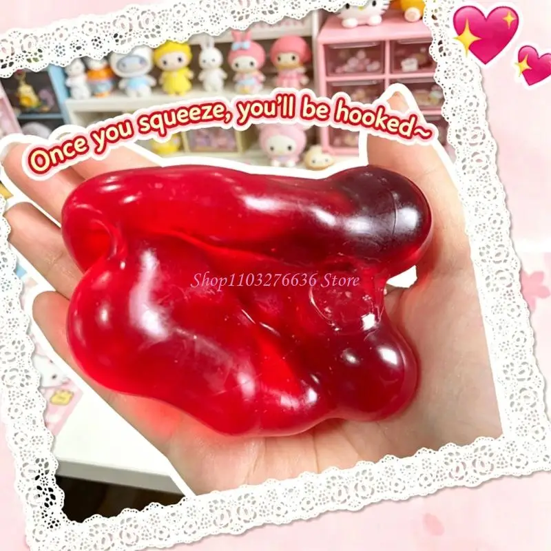 R6FD Vaselinum Filled Cocos Oil Squeezable Heart Stress Reliever Soft Non Rebounding Pinching Toy Classroom Prize
