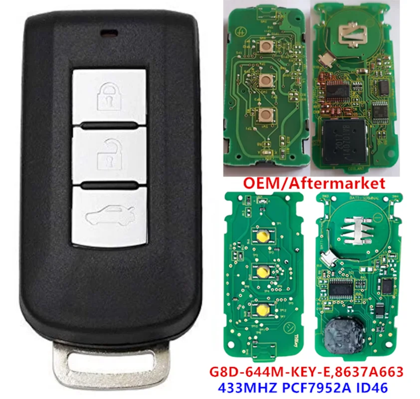 

KEYECU Replacement/OEM Smart Remote Key Fob 3Button 433Mhz FSK PCF7952 for Mitsubishi Lancer Outlander ASX FCC: G8D-644M-KEY-E