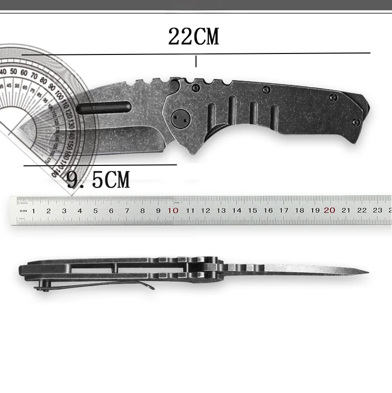 1pc，Outdoor camping high hardness folding knife, D2 all steel knife, EDC self-defense knife, sharp fruit knife, cleaver