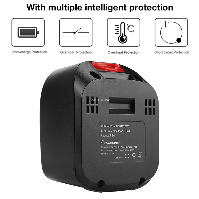 18V 4/5/6Ah Li-ion Replacement Battery for Bosch PSR 18 LI-2  PSB 18 LI-2 2607335040 2607336039(Type C) AL1830CV AL1880CV