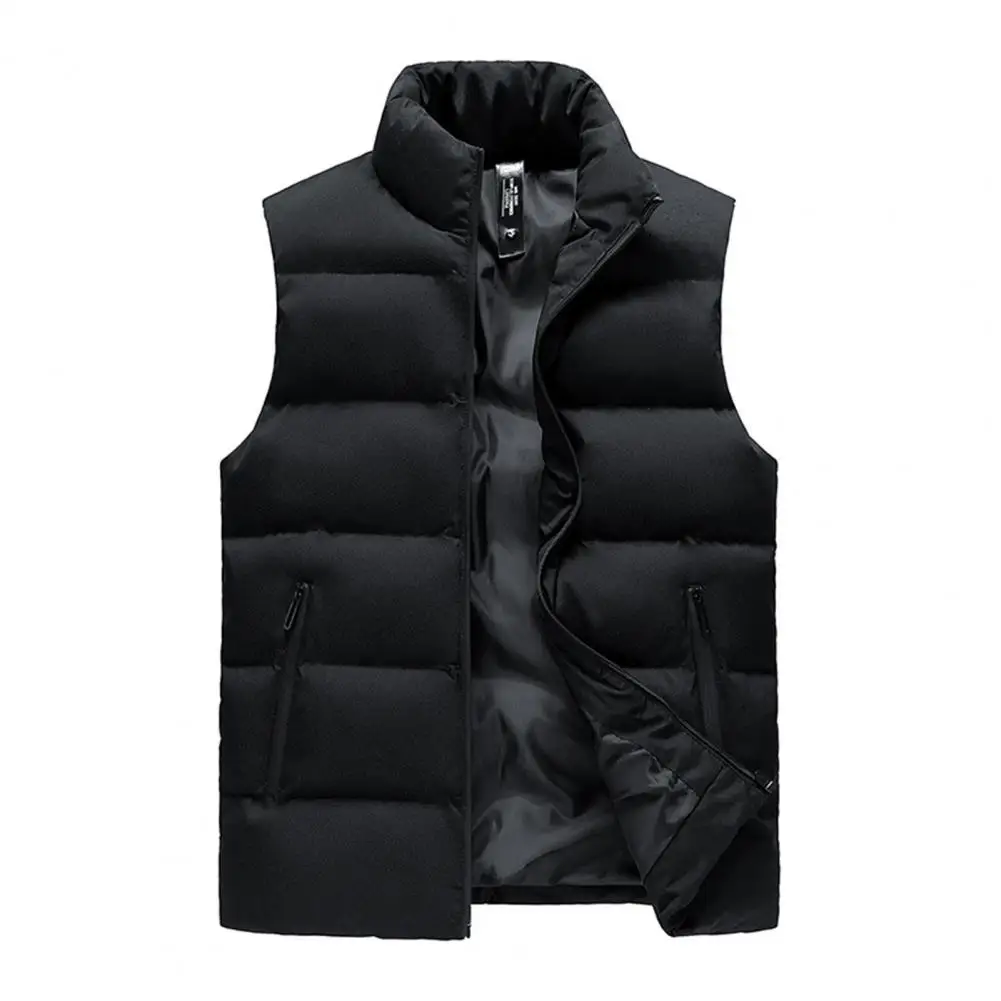 

Vest Jacket Men's Windproof Padded Vest with Stand Collar Zipper Closure for Autumn Winter Thickened Sleeveless Waistcoat