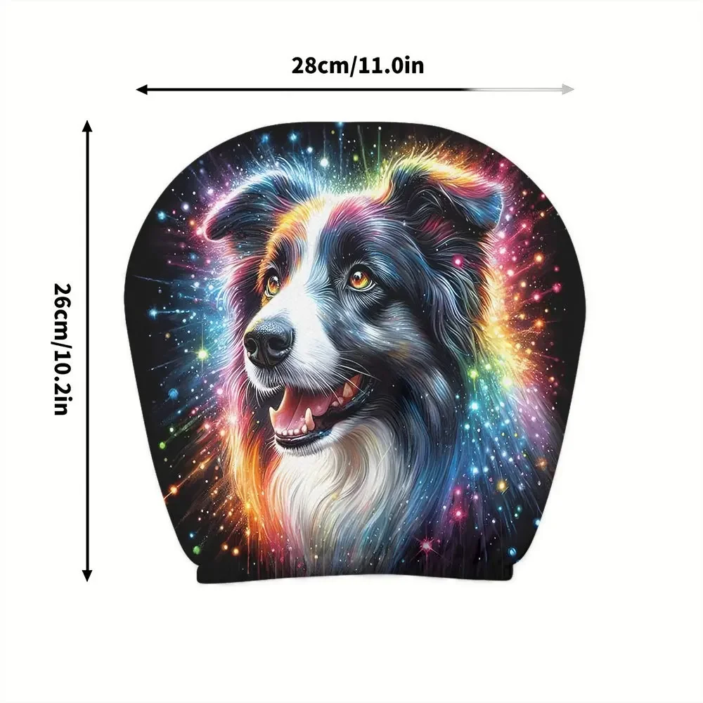 Two Piece Set Colorful Border Ranch Sheepdog Car Headrest Covers For Farmers To Decorate Their Cars And Pet Lovers