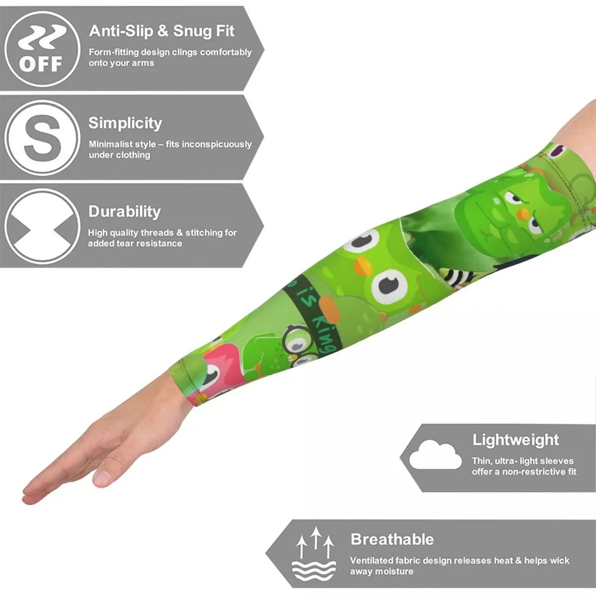 듀오링고 올빼미 듀오 팔토시 남녀공용 자외선 차단 타투 커버업 스포츠 쿨링 사이클링