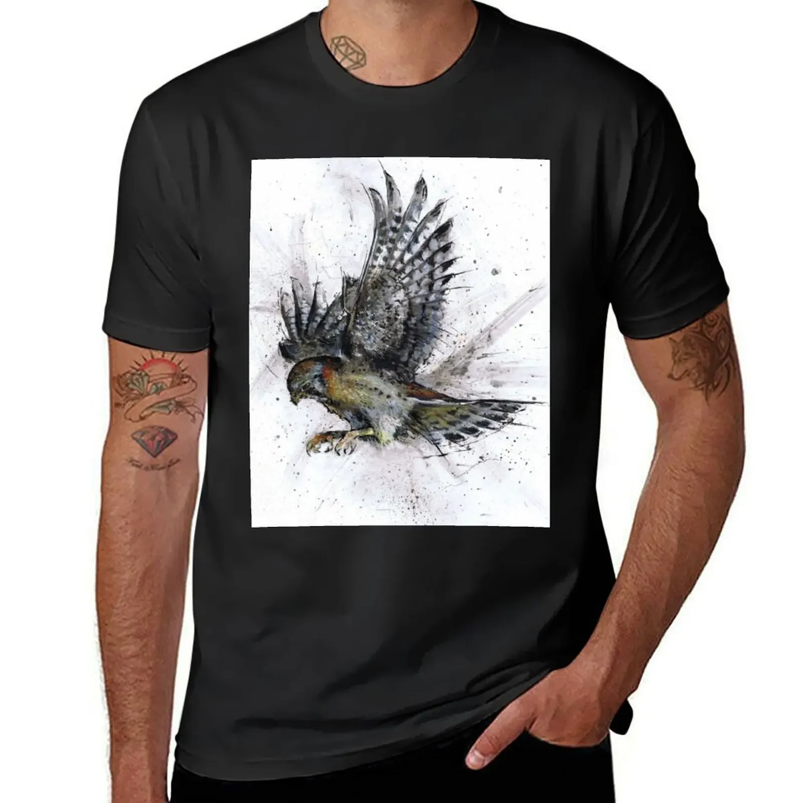 American kestrel Watercolor Illustration T-Shirt graphic t shirt vintage Luxury man cheap stuff outfits for men