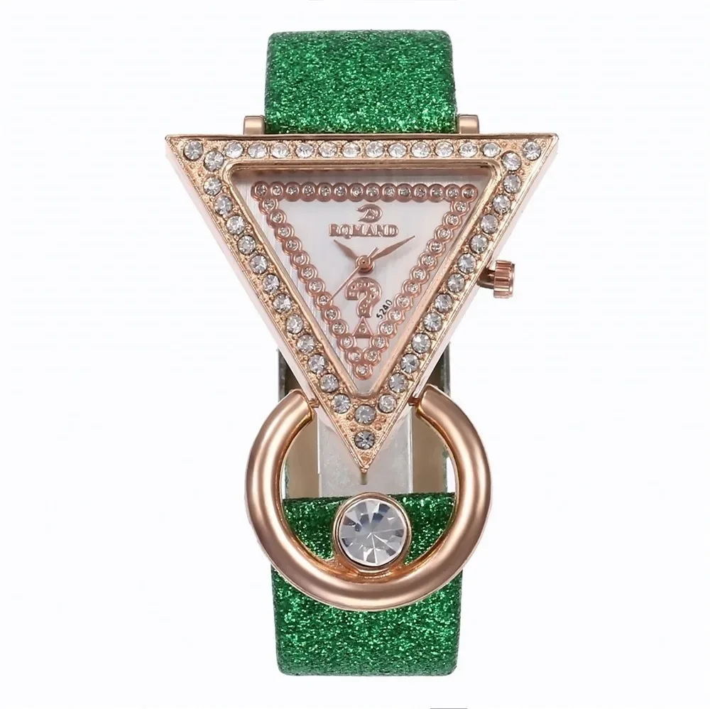 2024 Women Watches Creative Luxury Triangle Rhinestone Dial Frosted Strap Ladies WristWatch Fashion Quartz Watch Relojes Mujer