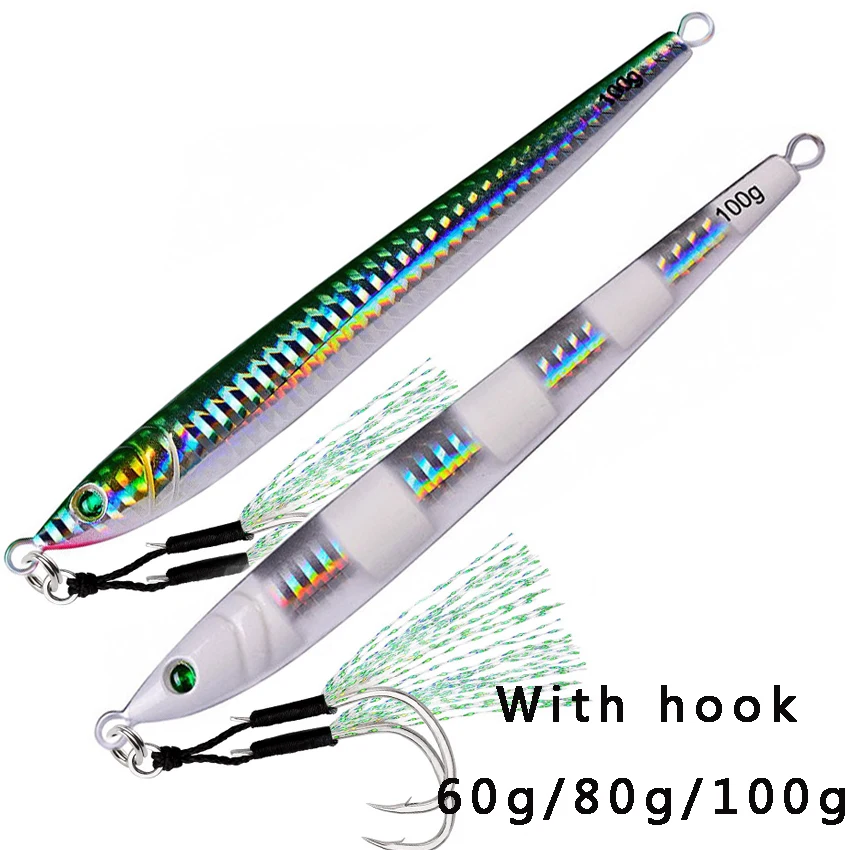 1PCS Metal Slow Jigging Spoon Lure 60g 80g 100g 150g Quality Professional Fishing Lure Ocean Jig Spoon Trolling Bait