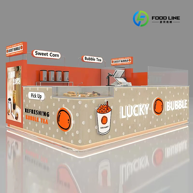 2026 New Custom Hot Drinks Cold Drinks Ice Cream Snacks Counter Milk Tea bar Operating Desk Shopping Malls Point Display Cabinet