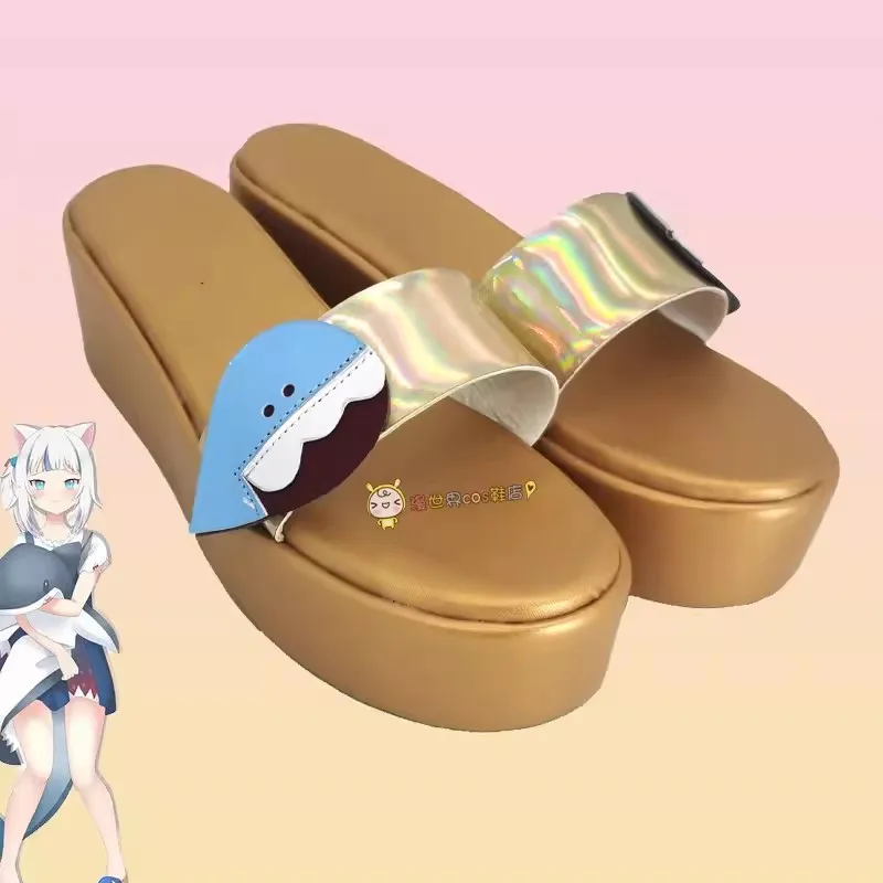 YouTuber Hololive VTuber Gawr Gura Cosplay Platform Shoes Slippers Gawr Gura Cosplay Costume Prop Shoes for Halloween Party