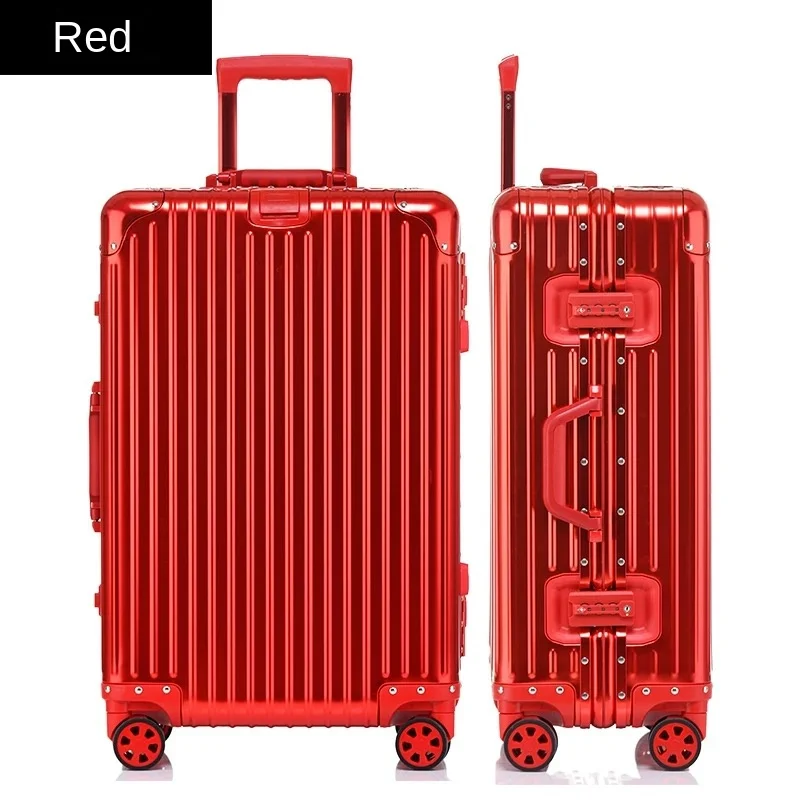 Luxury Suitcase Metal Spinner Wheels Boarding Case Travel Bag All Aluminum Material Carry -on Luggage TSA Lock 20/28/30/32 inch