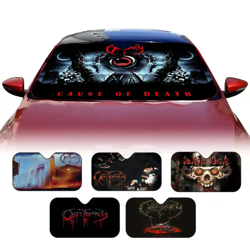 Obituarys Band Death Metal Sunshade Windscreen Fold-up Car Front Windshield 70x130cm Car Window Windscreen Cover Heat Reflector