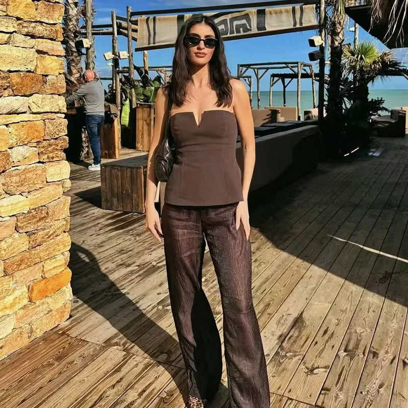 بلايز الصيف المرأة 2025 جديد تانك القمم أنيقة موضة صديرية دائرية الشباب شيك المرأة الشارع عطلة #2