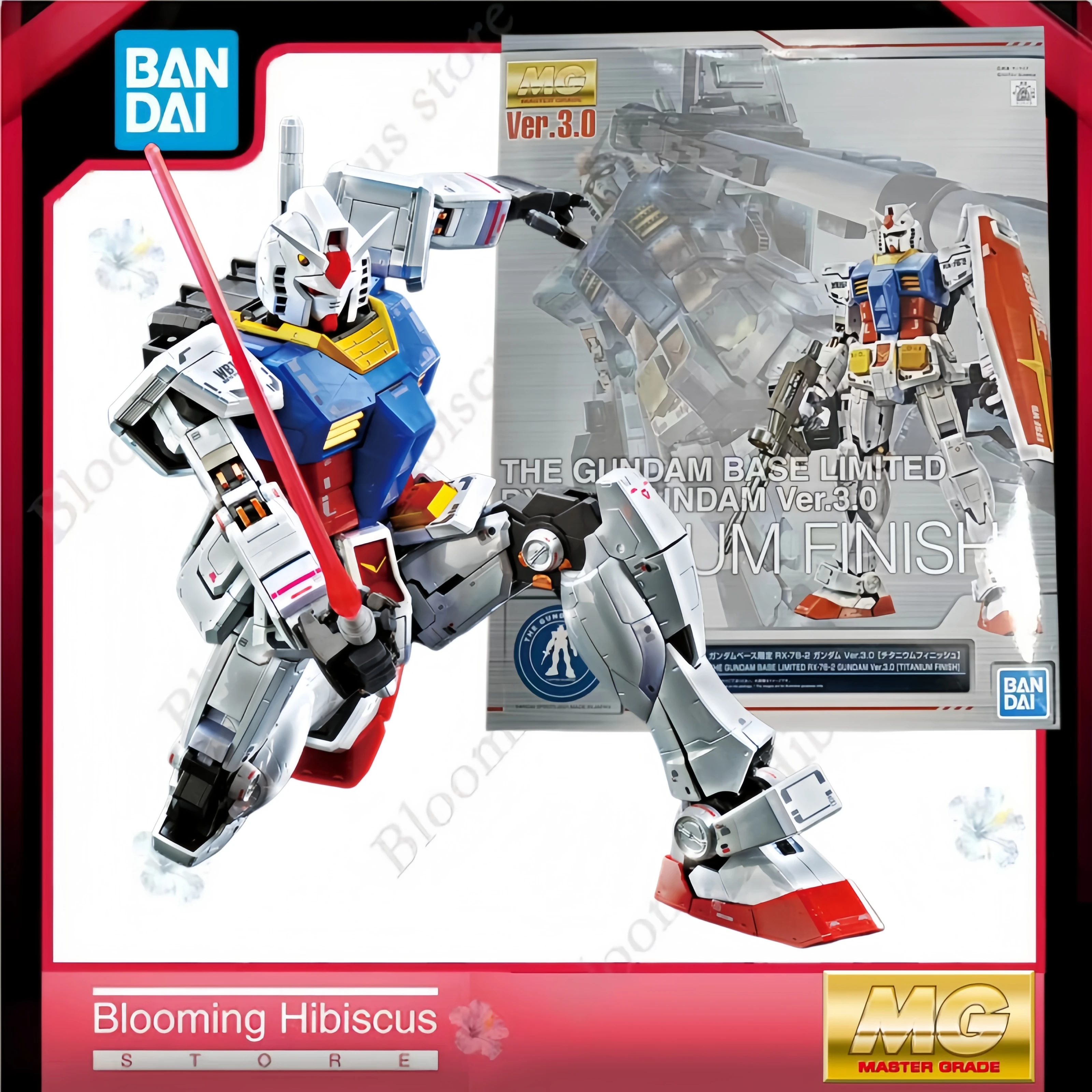

Bandai MG 1/100 RX-78-2 Gundam Ver.3.0 Titanium Finish Gundam Base Limited Gunpal Assembly Model Kit Action Figure Collectible