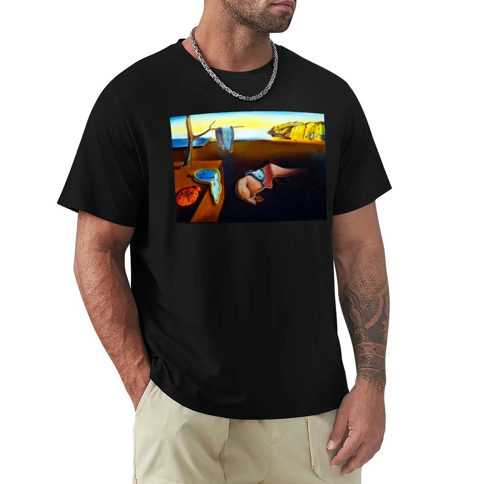 T-shirt Salvador Dali La persistance de la mémoire, t-shirt essentiel de couleur unie