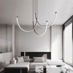 Novel Living Room Chandelier Postmodern U-shaped Chandelier Designer Curved Strip-type Art Decoration Diningroom Hall Chandelier