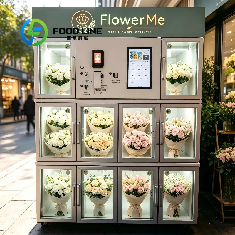 Large Visible Display Flower Vending Machine Precise Temp Unattended Fresh‑cut Flower Selling Cabinet For Commercial Plaza