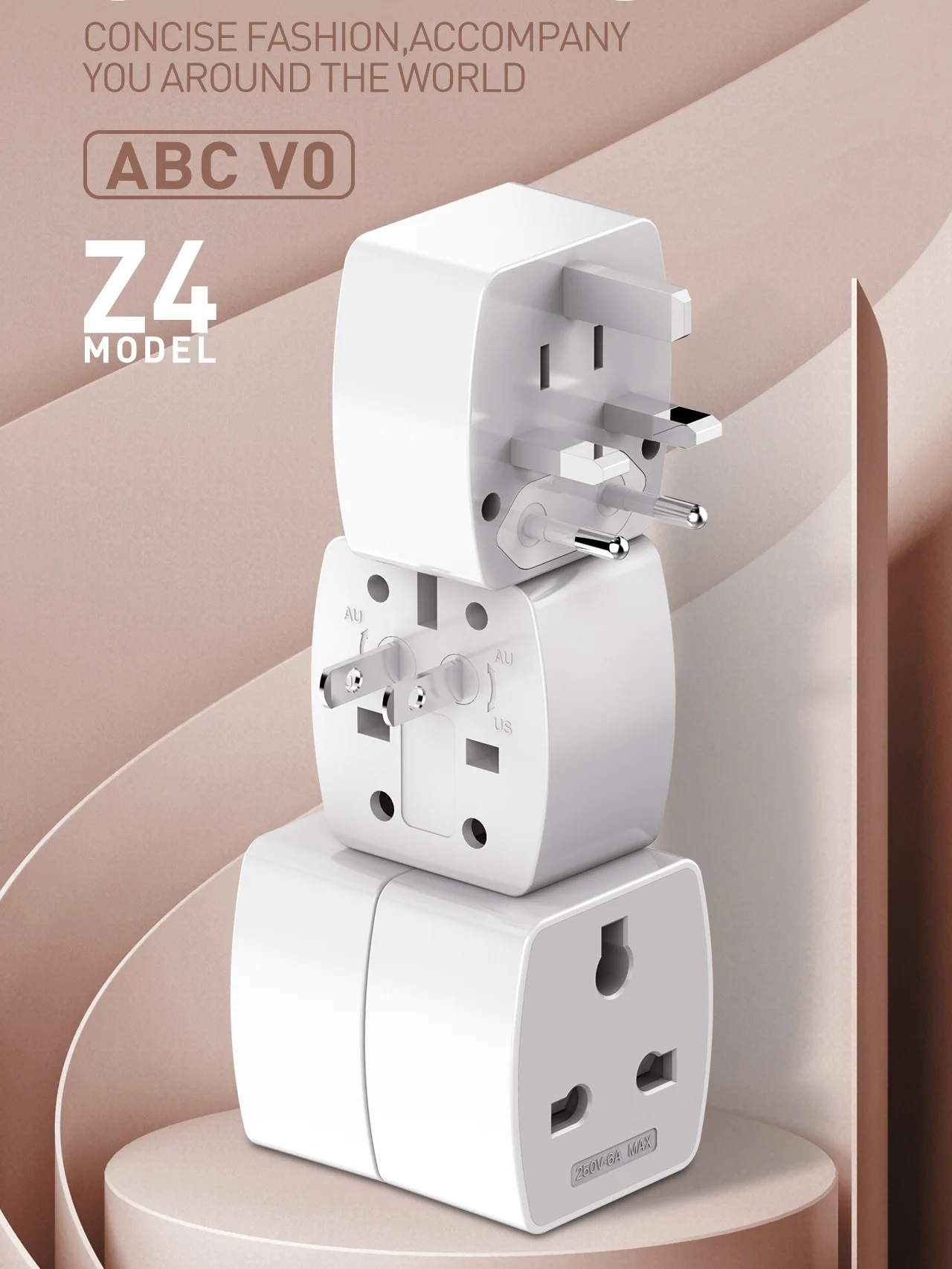 LDNIO Mini Size Z4 World plug adattatore da viaggio elettrico internazionale presa 6A universale per spina universale UK US EU AU