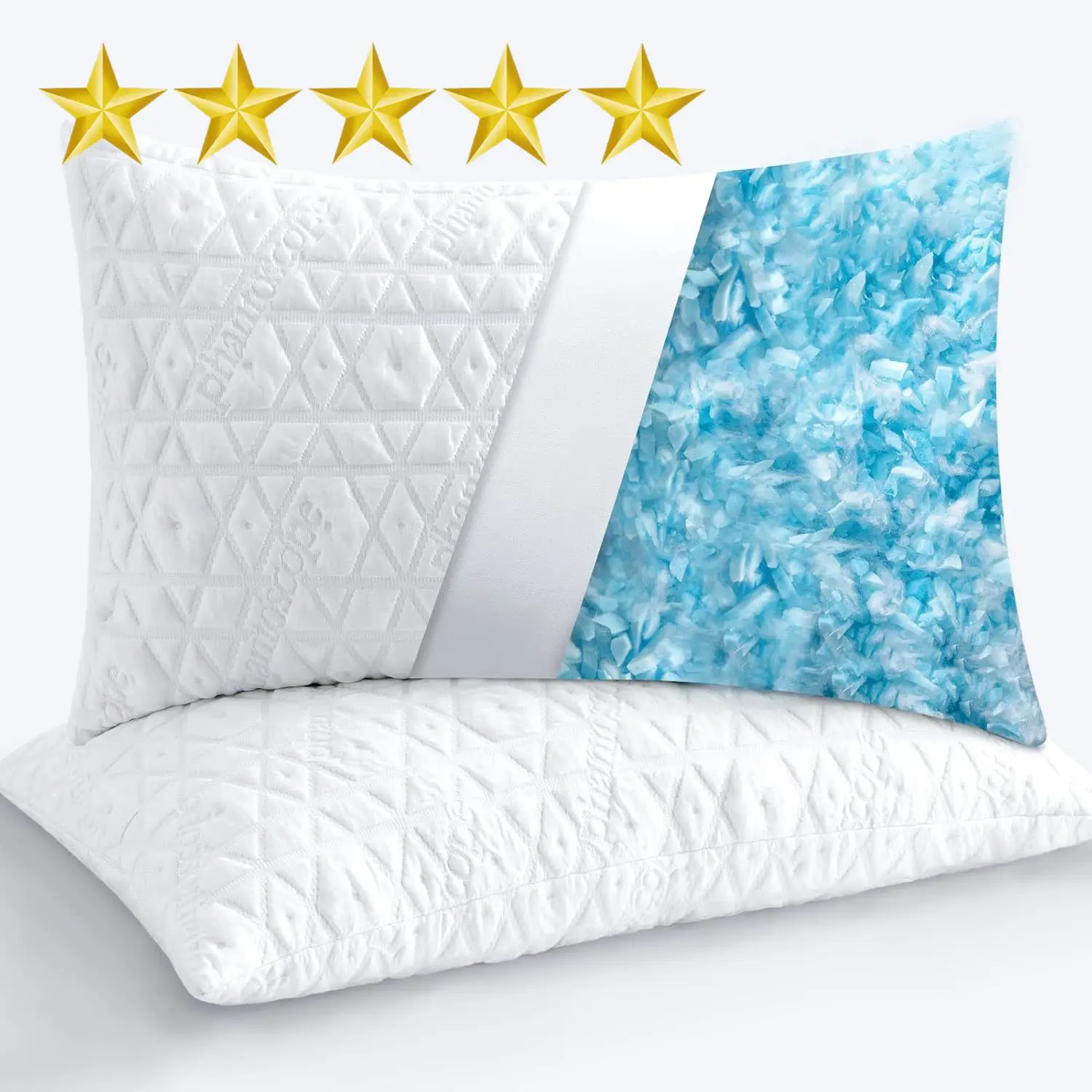 Memory Foam Pillows for Sleeping, Shredded Memory Foam Cooling Pillows Queen Size 2 Pack Adjustable Bed Pillows for Hot Sleepers