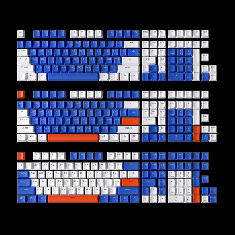 Tapa de teclado mecánico versión rusa, 119 teclas, 127 teclas, ABS, OEM, MX, interruptores Cherry, teclas de Color, tamaño completo