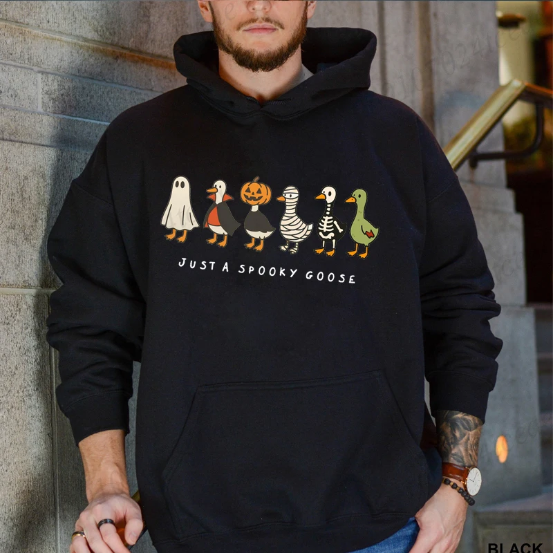 

Хэллоуин забавный гусиный принт мужские и женские толстовки с капюшоном осень-зима толстовки повседневные модные толстовки «Просто жуткий гусь»