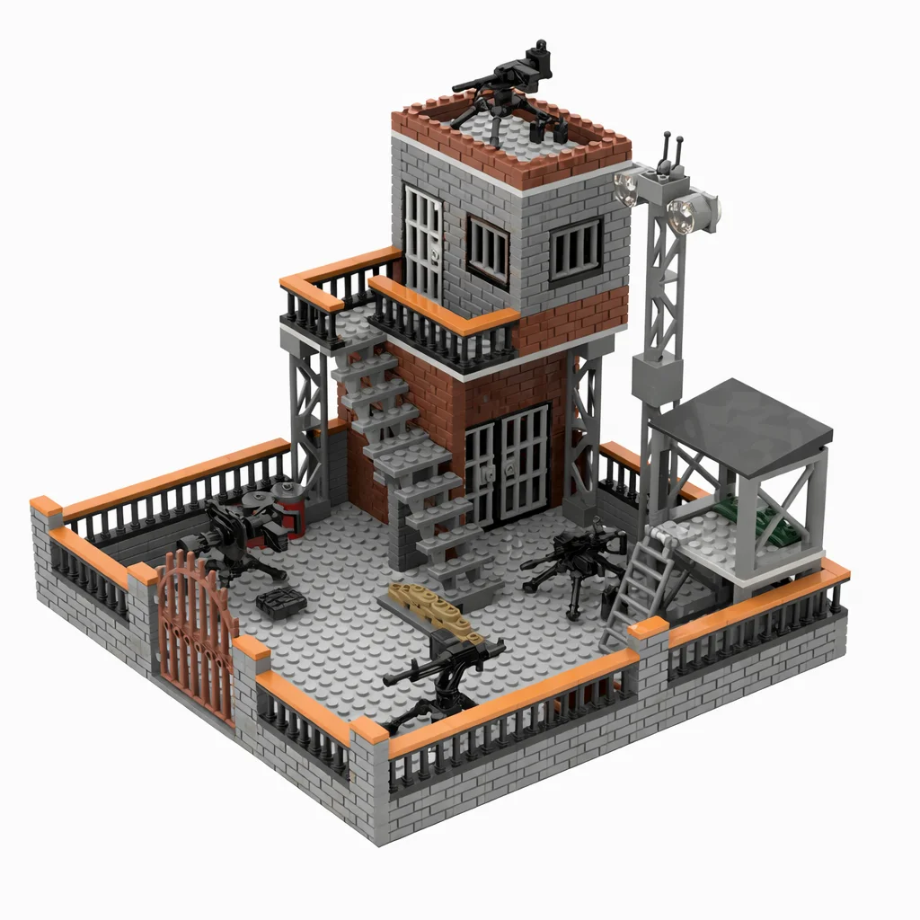 MOC Military Watchtower Building Blocks Guard Tower Base Model Brick Kit Defense Outpost DIY Assembly Toy Gift Adults Kids