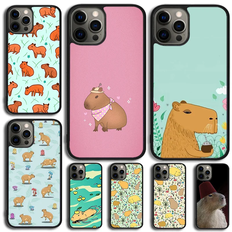 

Чехол для телефона «Капибара с милыми животными» для iPhone 16, 15, 14, 13, 12, Mini 11 Pro Max Plus X XS Max XR, чехол в виде ракушки