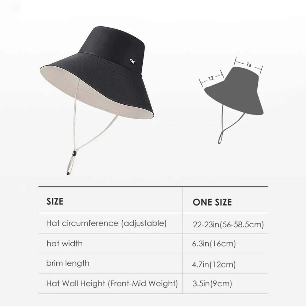 OhSunny Bucket Hat Sun Protection Women's Beach Cap Double-Sided Wearing Anti UV 2024 Summer Foldable Large Brim Fisherman Hats