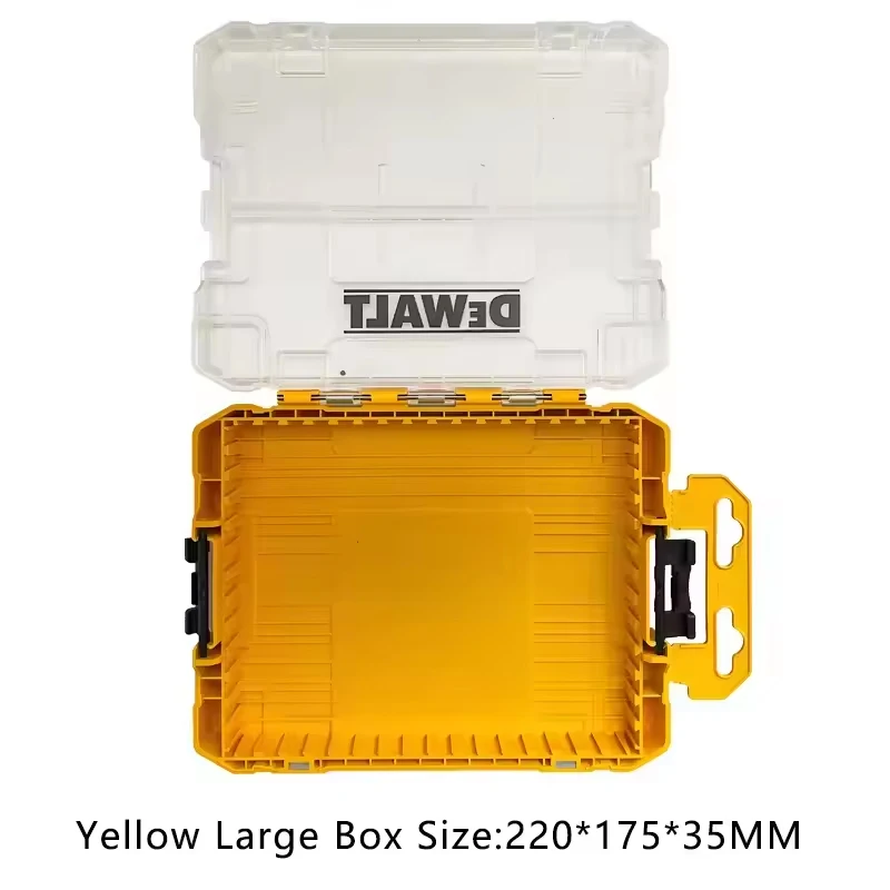 صندوق تخزين أجزاء كبير أصفر من DEWALT، وحدة متينة قابلة للتكديس، ملحقات أدوات تخزين مقاومة للغبار