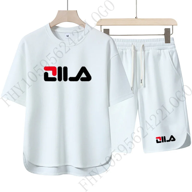 

Summer casual short-sleeved T-shirt + shorts two-piece set for men - fashionable outdoor breathable fitness running sports suit