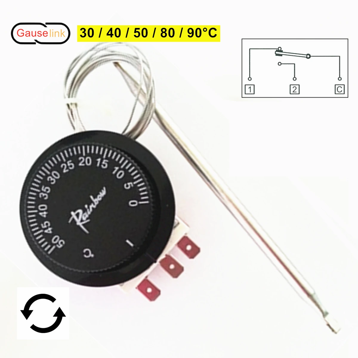 Sonde Thermostat 70cm Longueur Fil Thermostat Capillaire 50-300°C 220V 16A Sourcing Map - Pour Four, Réfrigérateur, Chauffage, Longueur Fil 70cm Sonde Thermostat 70cm Longueur Fil Thermostat Capillaire 50-300°C 220V 16A Sourcing Map - Pour Four, Réfrigérateur, Chauffage, Longueur Fil 70cm