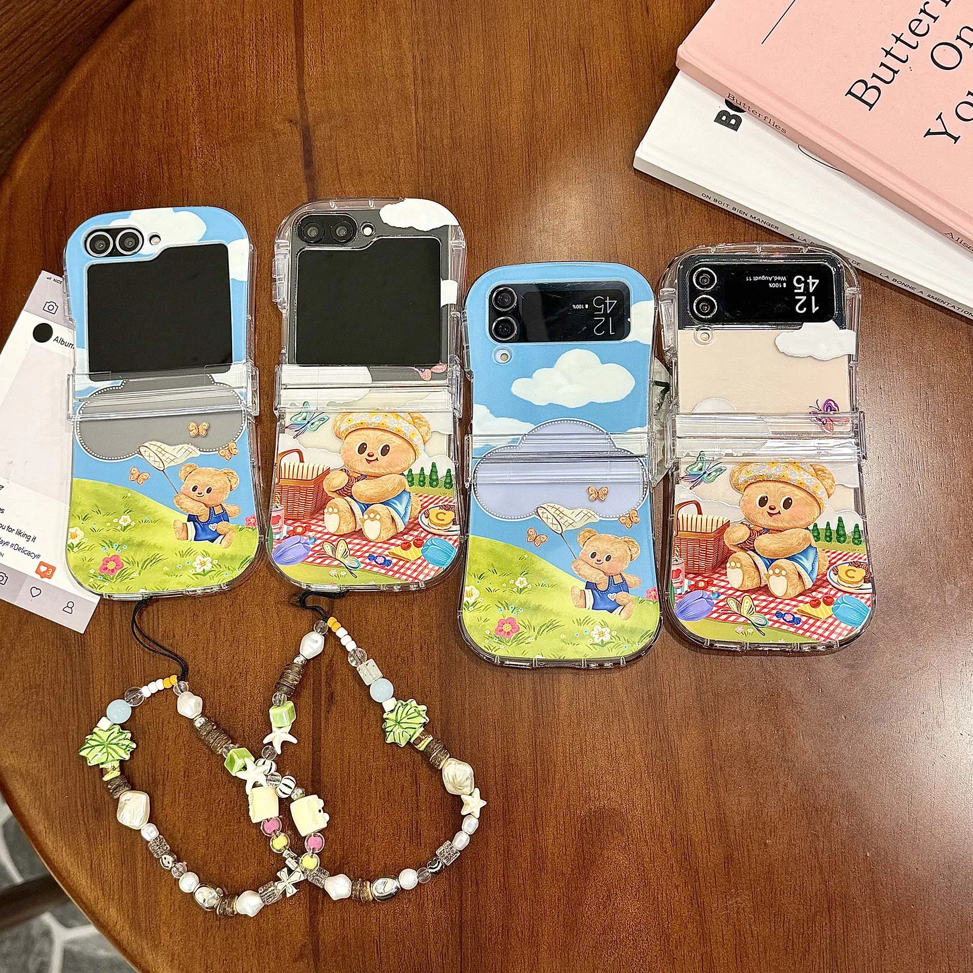Cute Funny For B-ButterBear Phone Case For Samsung Galaxy Z Flip 3 4 Z Flip 7 5 6 With Hinged Cartoon Protective Cover Gift