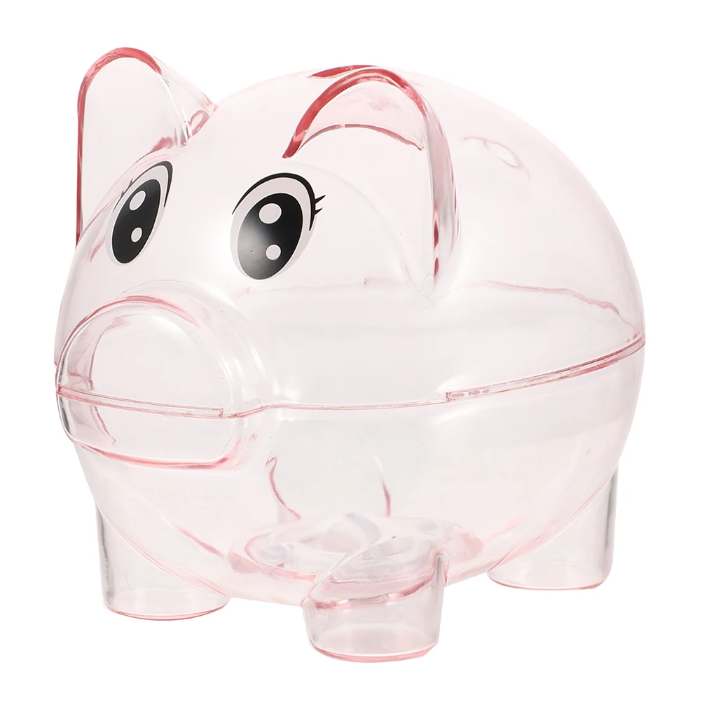 Hucha para niños de gran tamaño, monedero de plástico transparente rosa con forma de cerdo para ahorrar dinero, bonito decorativo de escritorio