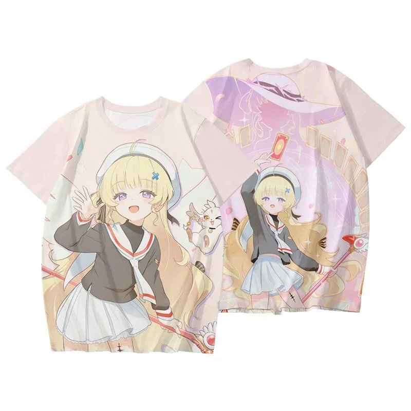 Wuthering Waves Phoebe Magical girl Maho Shojo Clow Card Game Anime T-shirt Short Sleeve Men and Women Unisex Anime Clothes