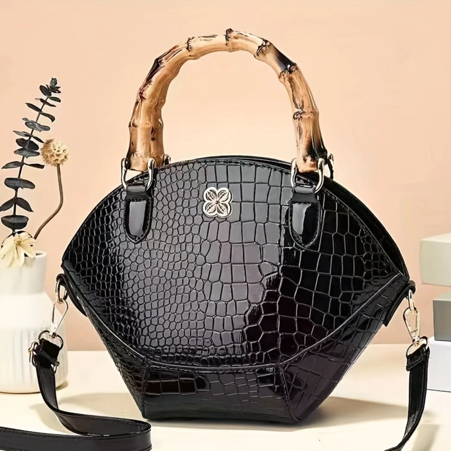 Crocodile Pattern Handbag, Solid Color Crossbody Bag, Fashion Shell Shoulder Bag, Purse For Women Reusable bag Cute pouch Money