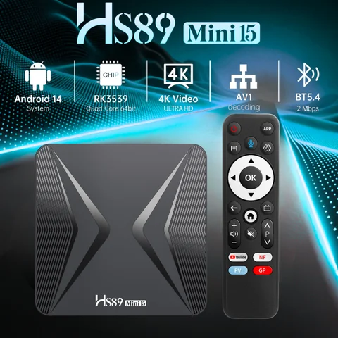 Brand-new Android 14 RK3539 HS89 Mini15 BT5.4 Wifi6 4K Voice Remote Smart Set Top Box for YouTube Media Player Android TV Box