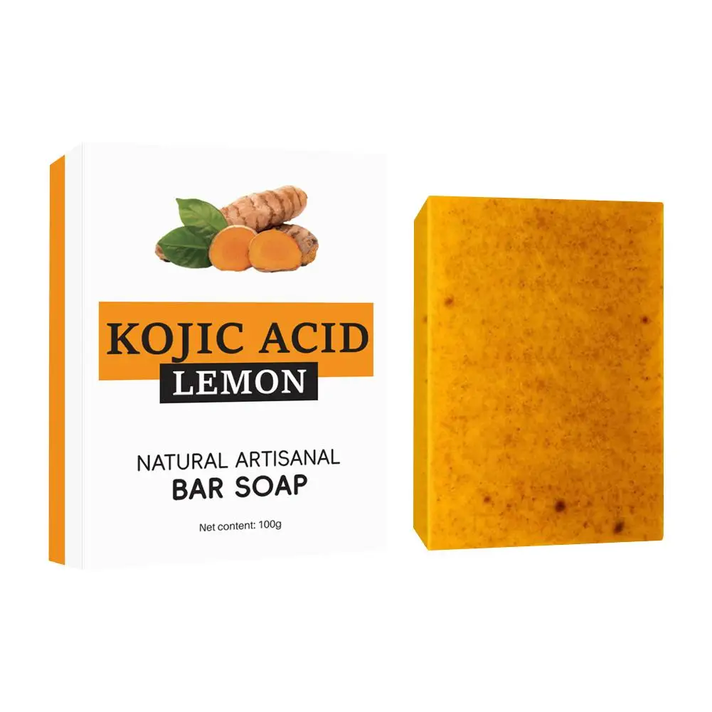 Lemon Turmeric Kojic Acid Soap Bar Turmeric Face And Care Removal Acne 100g Oil Body Soap Care Whitening Skin Soap Body Con P1l7