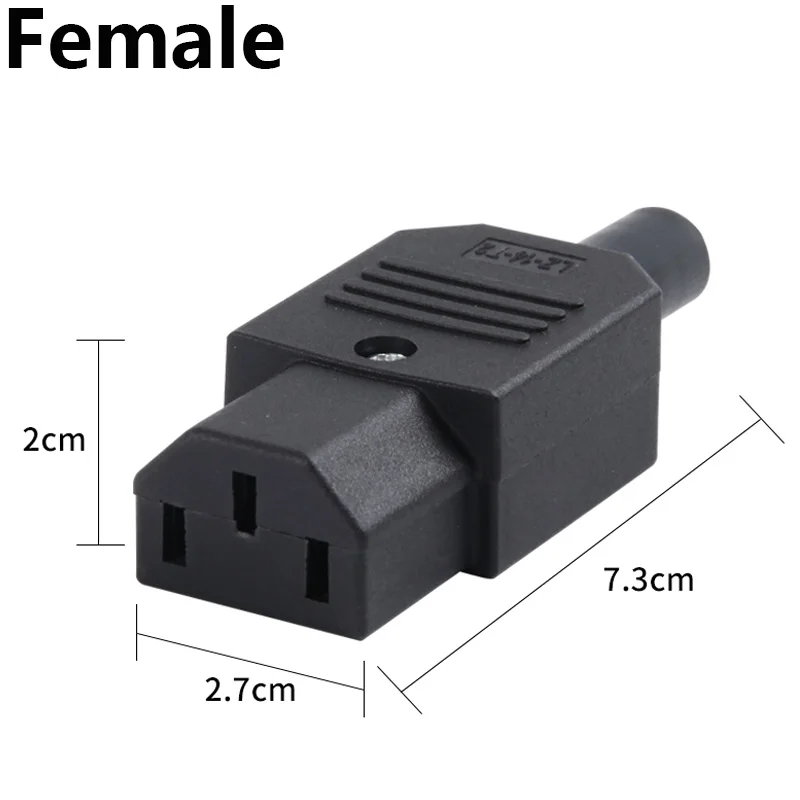 IEC Straight Cable Plug Connector C13 C14 10A 250V Black female&male Plug Rewirable Power Connector 3 pin AC Socket