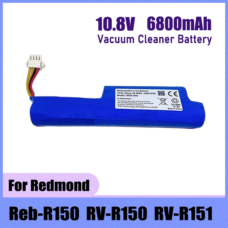 For Redmond RV-R150 Redmond RV-R151 Vileda VR201 Petpro Robot Vacuum Cleaner Battery Replacement, 10.8V 6800mAh