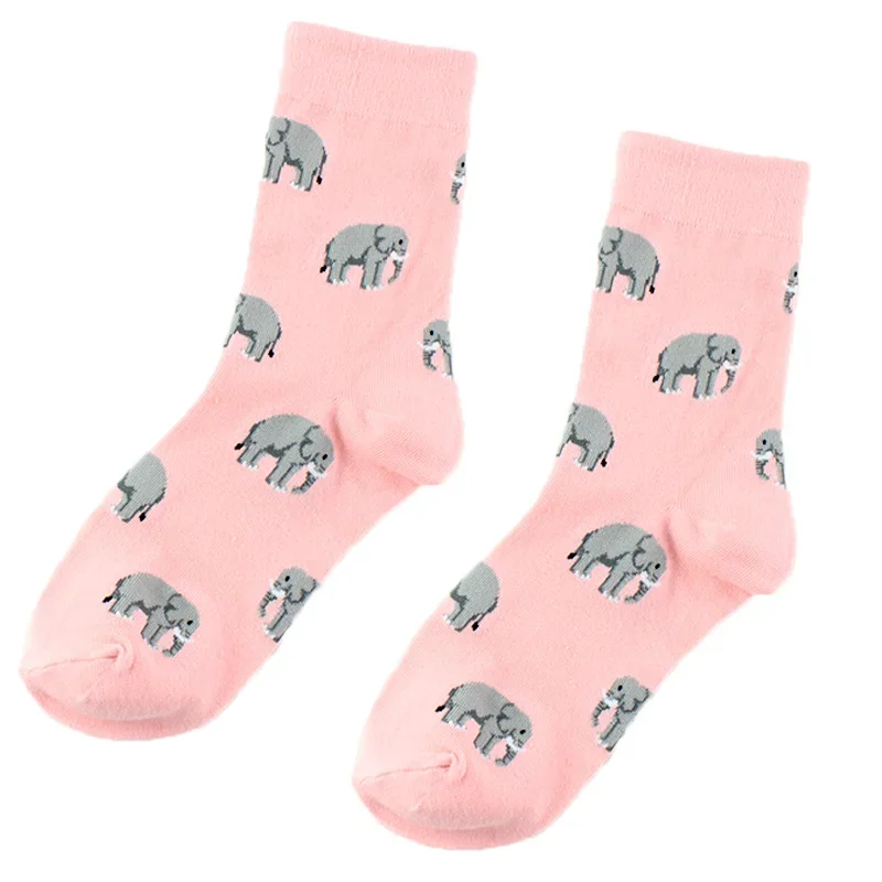 Meias de algodão engraçadas e casuais para mulheres Harajuku Kawaii, animal, flor, fruta impressa, maré sox, primavera, outono, feliz, novo, Dropshipping