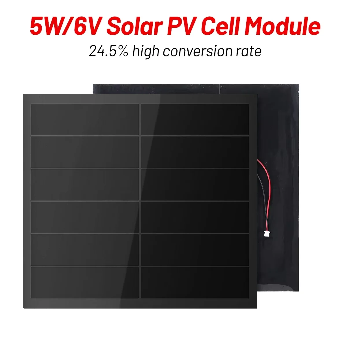Mini Panel Solar de 5W 6V, Módulo Fotovoltaico de Vidrio, Panel Solar para Exteriores, Panel de Carga Solar DIY con Cable para Cargador de Batería